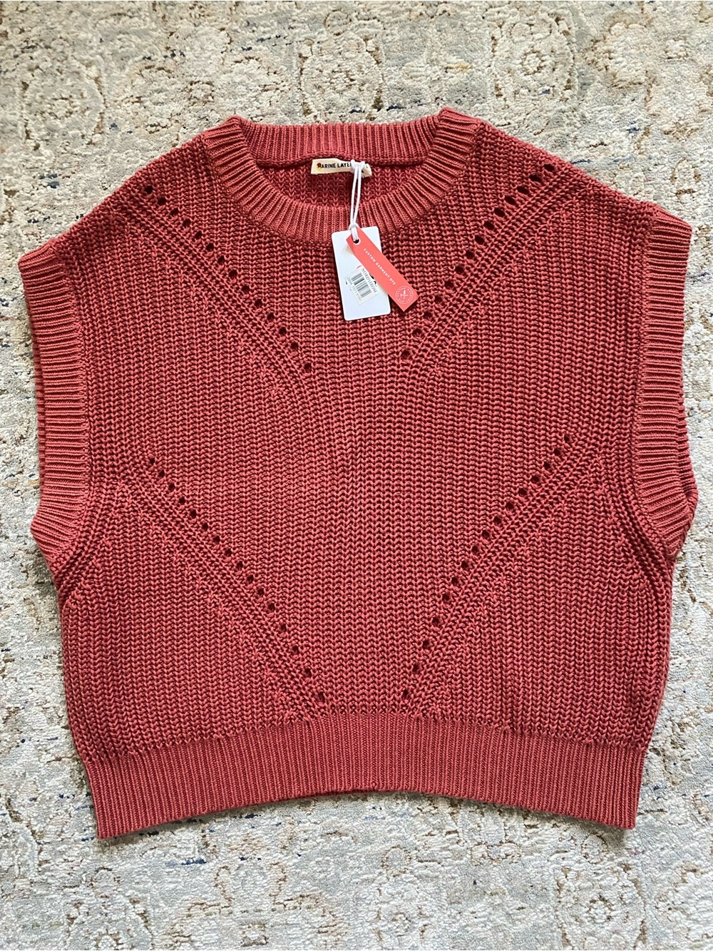 Marine Layer Devon Rust Red Sleeveless Knit Sweater Vest